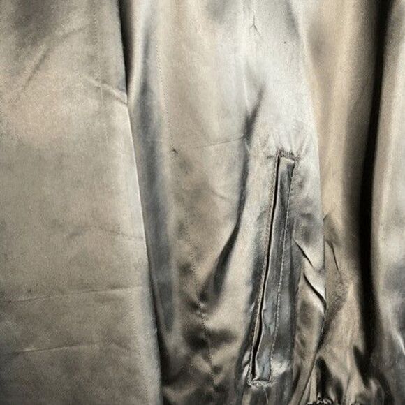 VTG Satins Black Polaris Embroidered Satin Full Zip Bomber Jacket Men Size XL - Picture 6 of 13